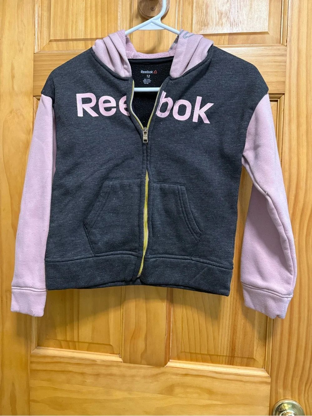 Reebok Girls' Pink & Charcoal Zip Hoodie size 12